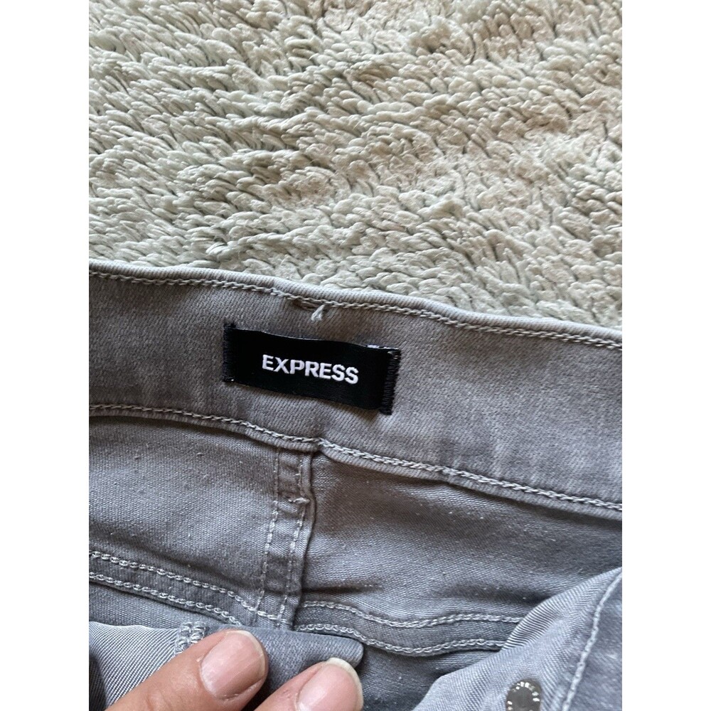 Men’s Express Slim Light Gray Stretch Jeans Cero Stretch Rip Skinny Jean